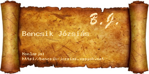 Bencsik Józsiás névjegykártya